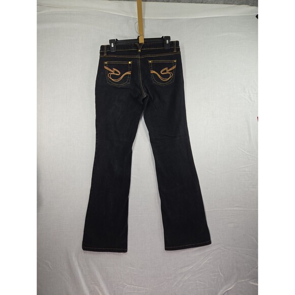 Y2K Southpole Women's Low Rise Bootcut Black Jeans Embroidered Size 9 - Picture 1 of 9